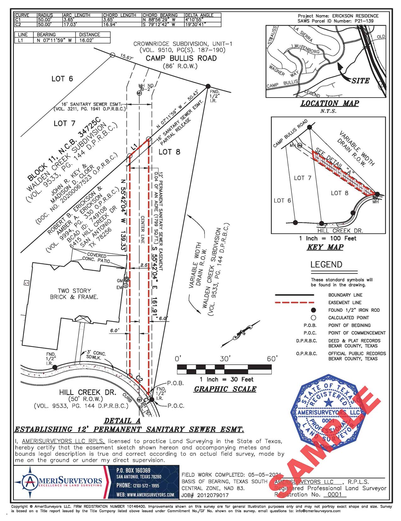 AmeriSurveyors Easement Survey Sample